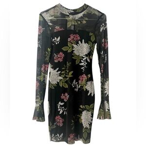 (NWT) Emerald Sundae | Black Floral Mesh Midi Dress
